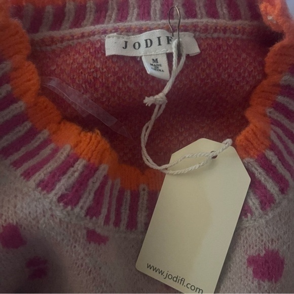 Jodifl Medium Beige Hot Pink Orange Floral Sweater - Picture 4 of 6